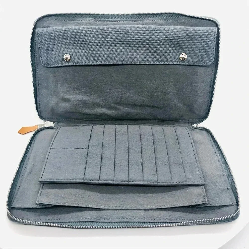 Authentic Hermes Fourre Tout Canvas Clutch Bag and Wallet Organizer Set EUC